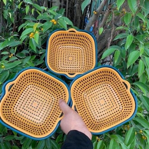 Rổ nhựa vuông chữ nhật lớn nhỏ, bộ thau rổ nhựa 6 món rửa rau, hoa quả, trái cây đa năng