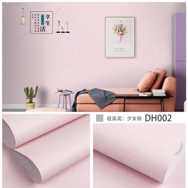 Giấy dán tường trơn pastel _10m decal giấy dán tường sẵn keo 10m*45cm