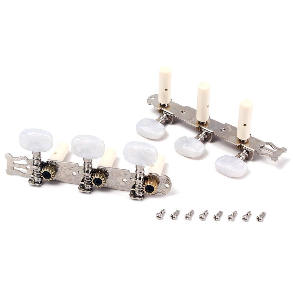 Classical Guitar Tuner Tuning Keys Pegs Machine Heads Complete Set Chrome