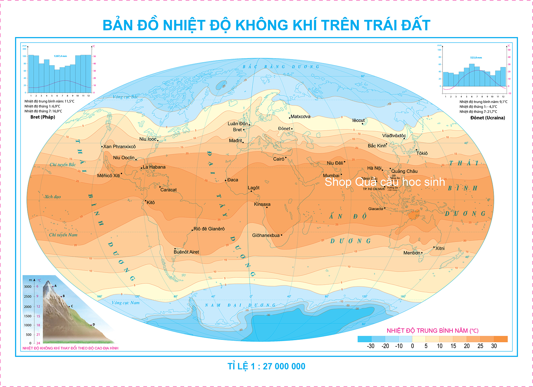 Nhiệt độ không khí trên trái đất khổ A0 (84x120cm)