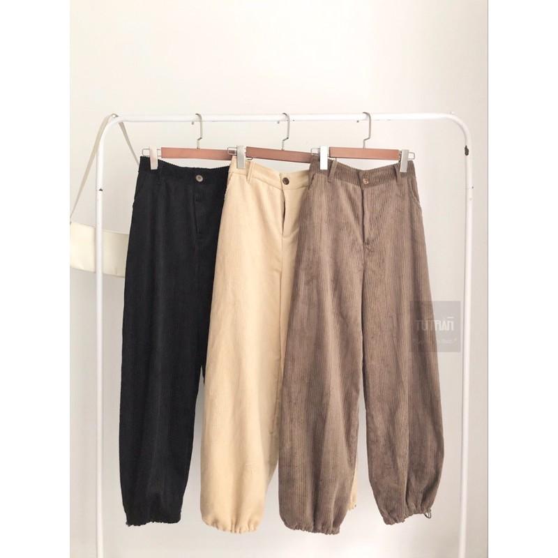 Quần Jogger Nhung tăm rút gấu ( Ảnh Thật)