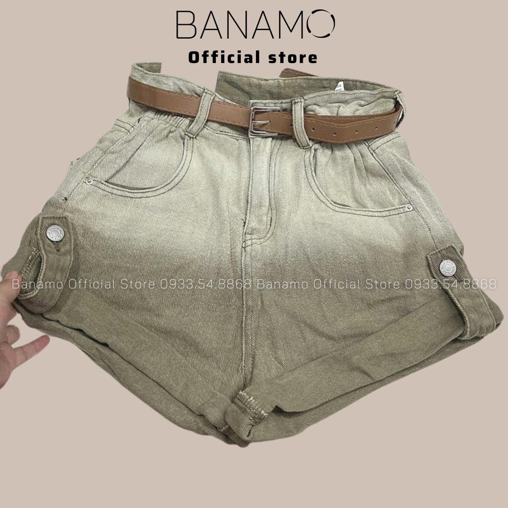 Quần short jeans nữ loang màu gấu gập hottrend thời trang Banamo Fashion jeans nữ loang màu 663