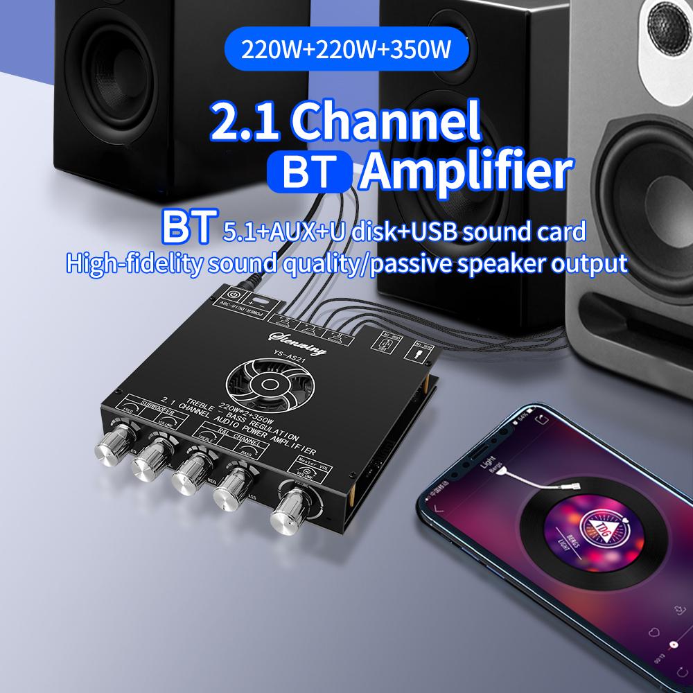 2.1 Channel BT 5.1 Digital Audio Amplifier Board Module High and Low Tone Subwoofer Support AUX Audio Input U disk