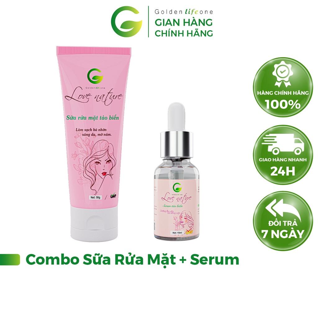 Combo Sữa Rửa Mặt Love Nature 50ML + Serum Tảo Biển Love Nature 15ML