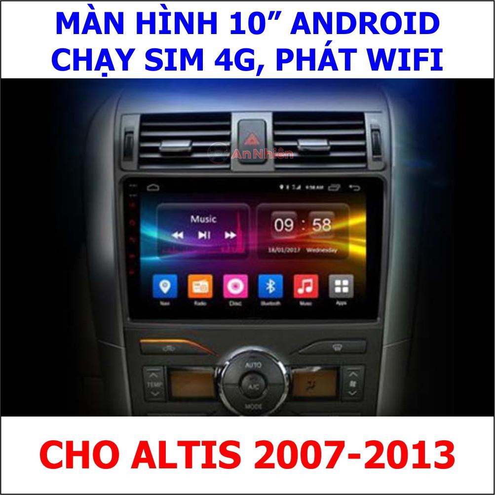 Màn Hình 9 inch Cho Xe ALTIS 2007-2013, Đầu DVD Android Tiếng Việt Kèm Mặt Dưỡng Giắc Zin Xe TOYOTA ALTIS