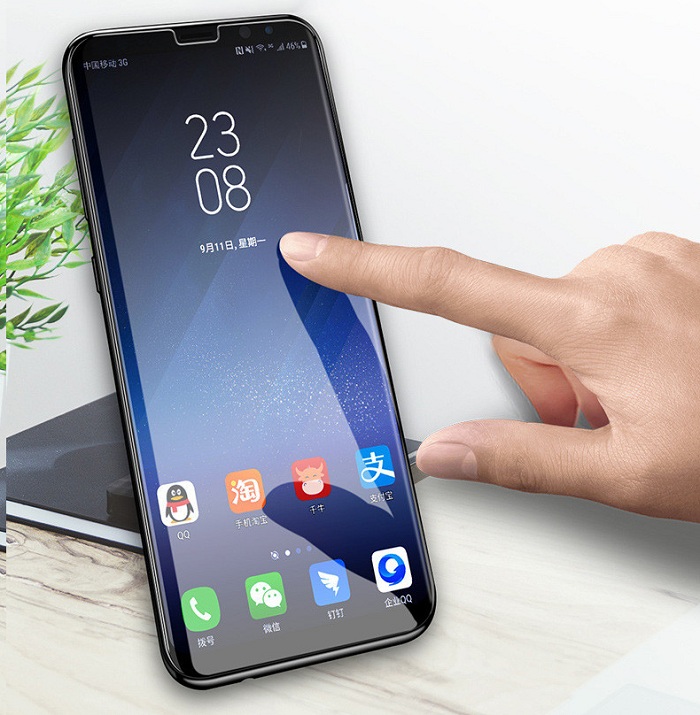 Tấm kính cường lực trong suốt full keo UV dành cho SamSung Galaxy S8+ Plus