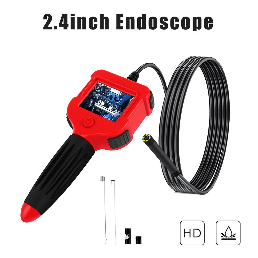 Endoscope Industrial Endoscope 2.4 Inch Screen Inspection HD Handheld Endoscope Waterproof Wide Viewing Angle for Car, Air Conditioner, Engine Checking 1 Meter