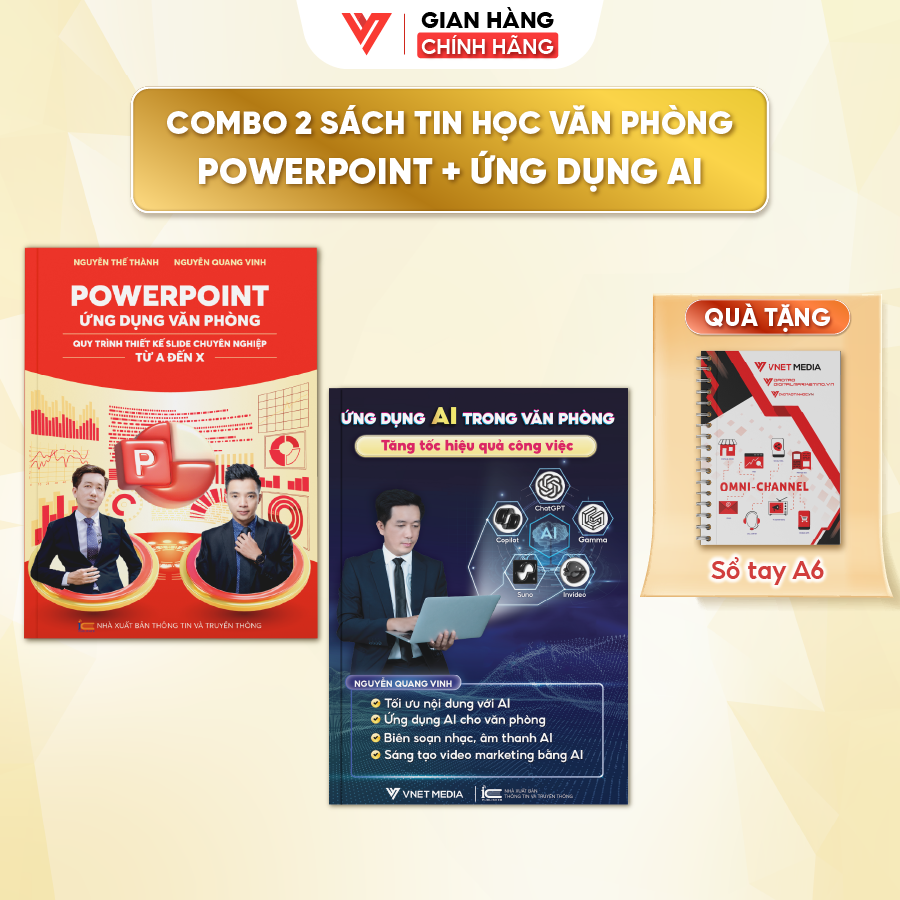 Combo 2 Sách Ứng Dụng AI Và Sách PowerPoint - Ứng Dụng Văn Phòng Từ Cơ Bản Đến Nâng Cao