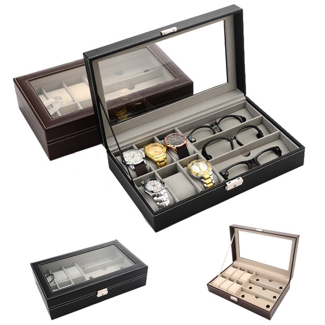 2019 New 6 Grids watch and 3 grids Sunglasses Case BoxGlasses Case Watch Case Box Casing for hours Watch Storage Boxes & Bins P367811QE0307