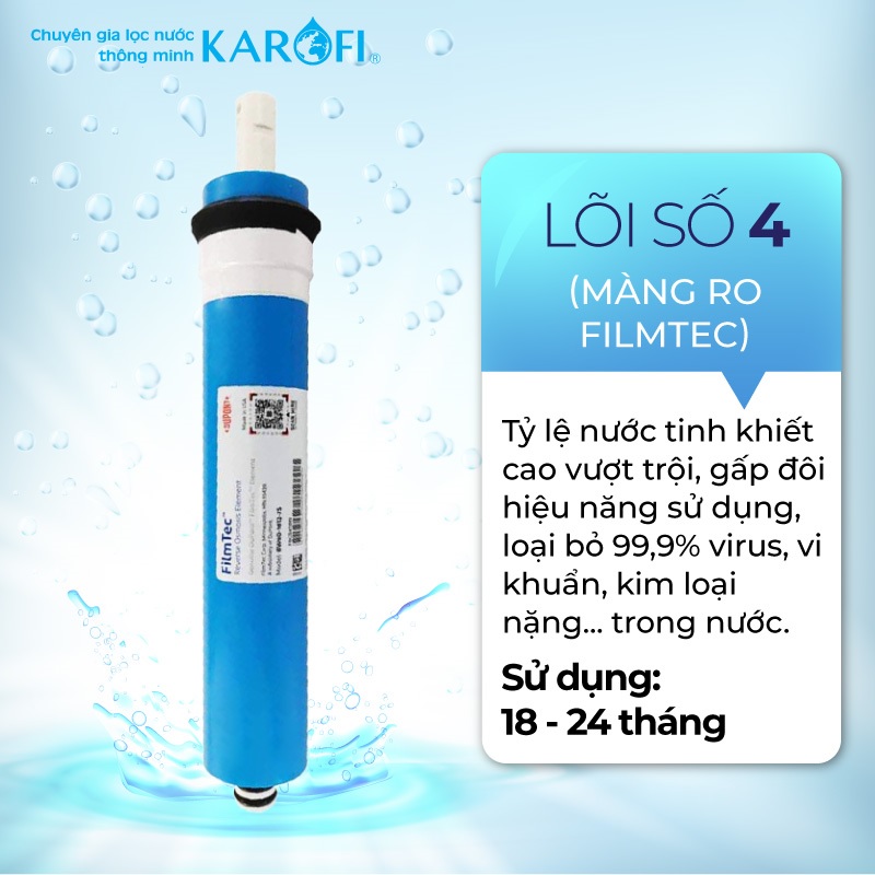 Lõi Lọc RO KAROFI Số 4 - Màng RO FILMTEC MỸ