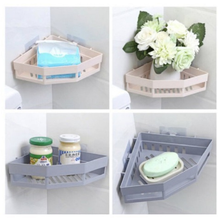 Kệ Góc Tam Giác Nhựa Dán Góc Tường Đa Năng Cho Bếp & Nhà Tắm Tiện Dụng