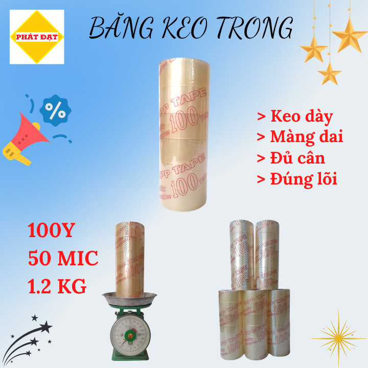 Băng keo đục 1,2Kg, 100 Yard, Lõi 5Li, keo dày, màng dai, đủ cân, đúng lõi, giá xưởng, hàng có sẵn giao ngay