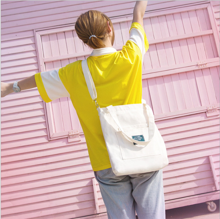 Túi Tote Đeo Chéo Vải Canvas Living Traveling Share Phong Cách Ulzzang Hàn Quốc BT17