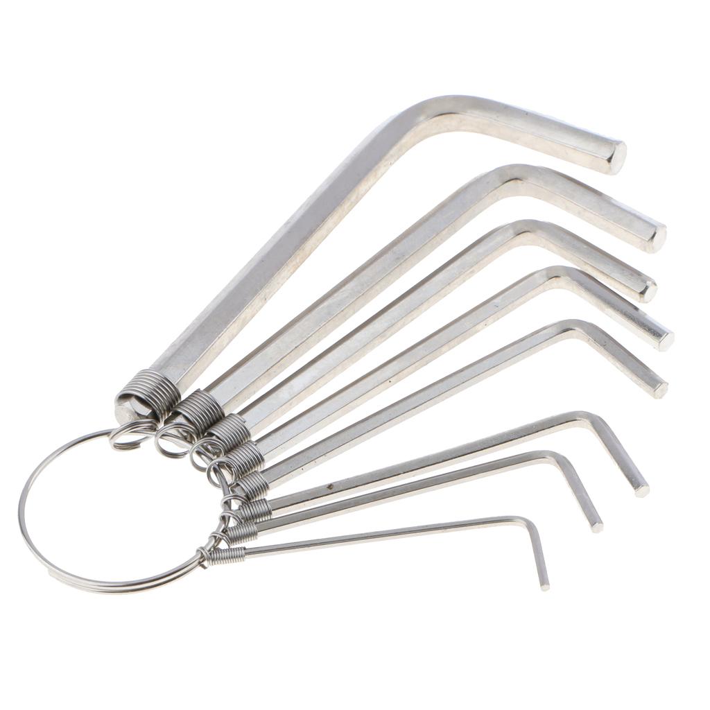 8PCS of 8 Sizes L-Shaped Metric Hex Allen Key Carbon Steel Wrench Set Flat Head with A Keychain