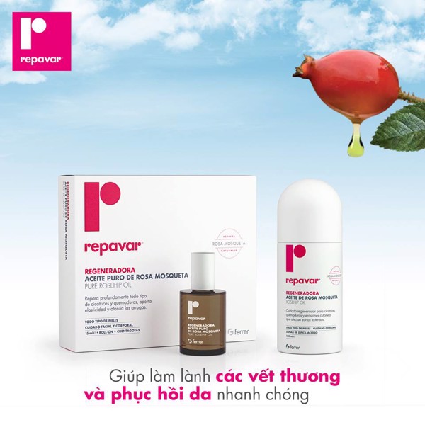 REPAVAR TINH DẦU TẦM XUÂN HỒI PHỤC TẾ BÀO DA REGENERADORA PURE ROSEHIP OIL 15ML