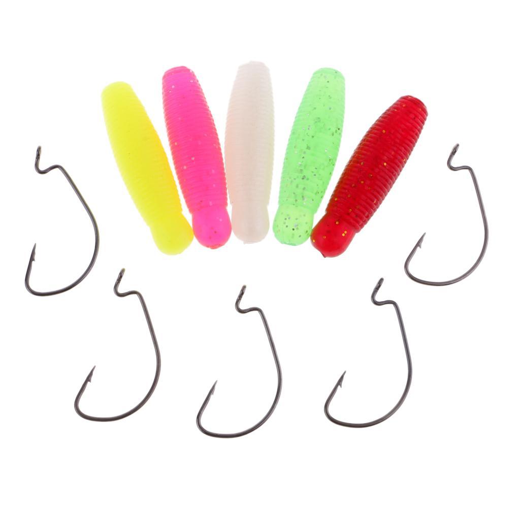 5 Pieces Artificial Soft Pupae PVC Plastic Fishing Lure Simulation Fishing Bait