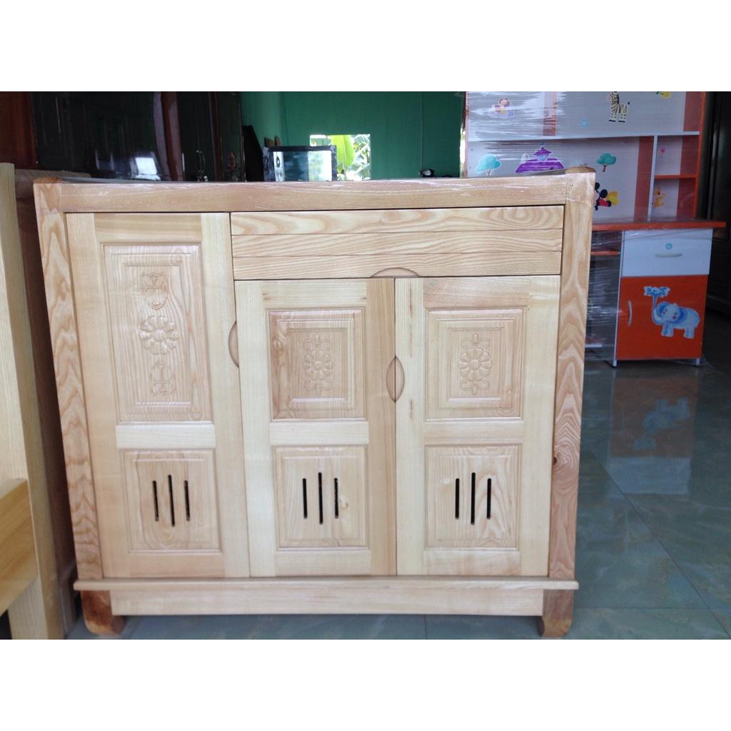 Tủ giày 3 cánh gỗ sồi màu tự nhiên, tủ đựng dày dép gỗ