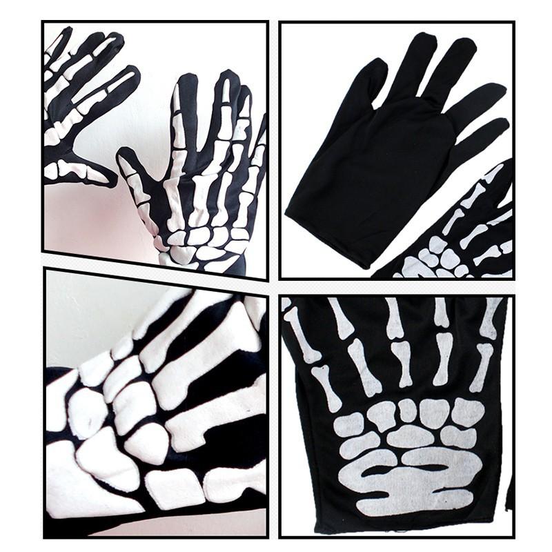 Đôi găng tay họa tiết hình xương hóa trang Halloween