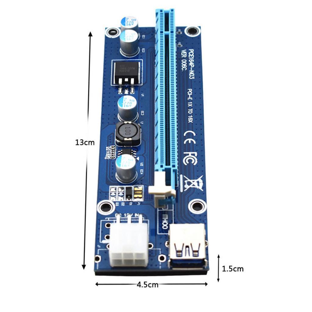 6Pack PCI-e Riser 1X to 16X 6Pin Graphics Extension Card Adapter Cable