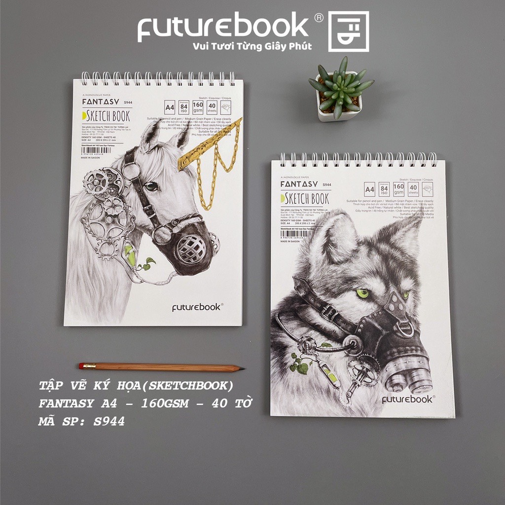 Tập Vẽ Ký Hoạ (SketchBook) Fantasy- A4- DL160- 40 Tờ- Lò xo lật dọc. MSP: S944. VPP FUTUREBOOK. (Giao Mẫu Ngẫu Nhiên)