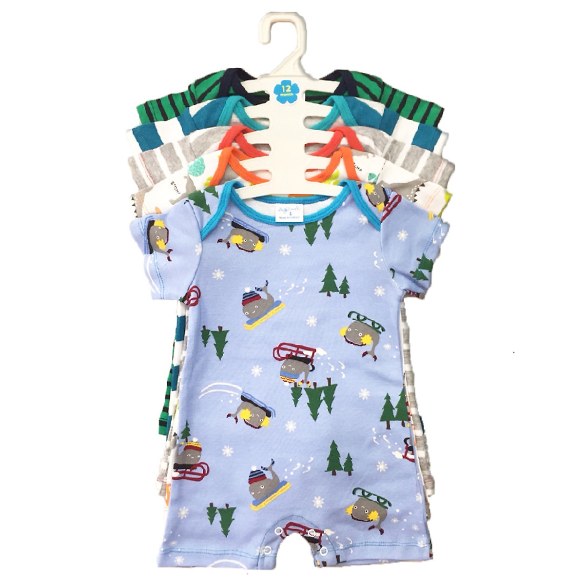 Set 5 Áo Liền Quần Cho Bé trai ( Body Đùi-tay ngan) Baby Wear ( Màu Ngẫu Nhiên )(0-12thang)