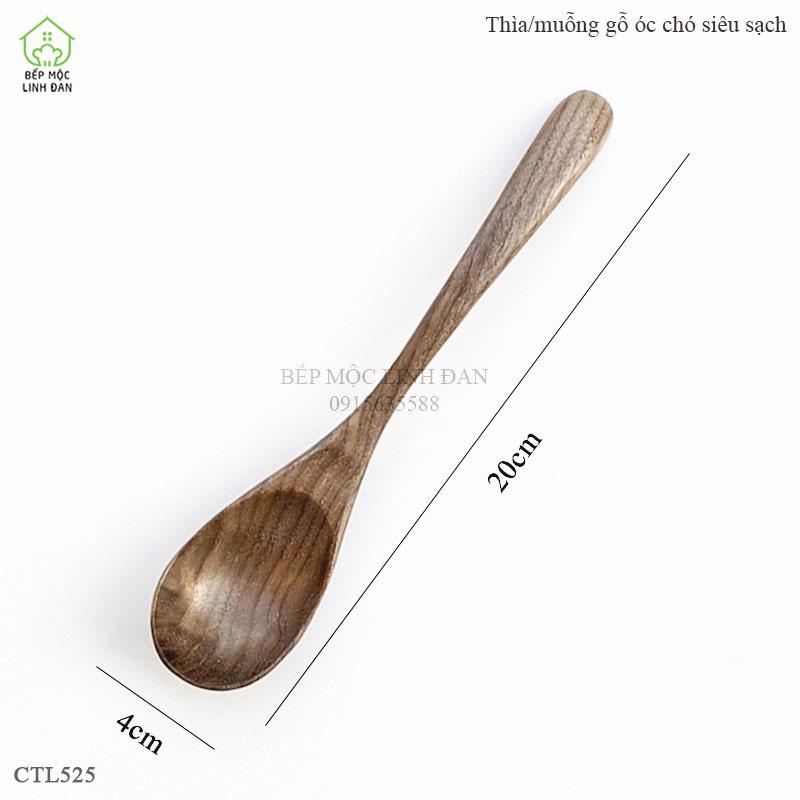 Thìa/muỗng gỗ óc chó siêu sạch, kiểu dáng đẹp (CTL525) Size 20cm_Xúc đồ khô, decor