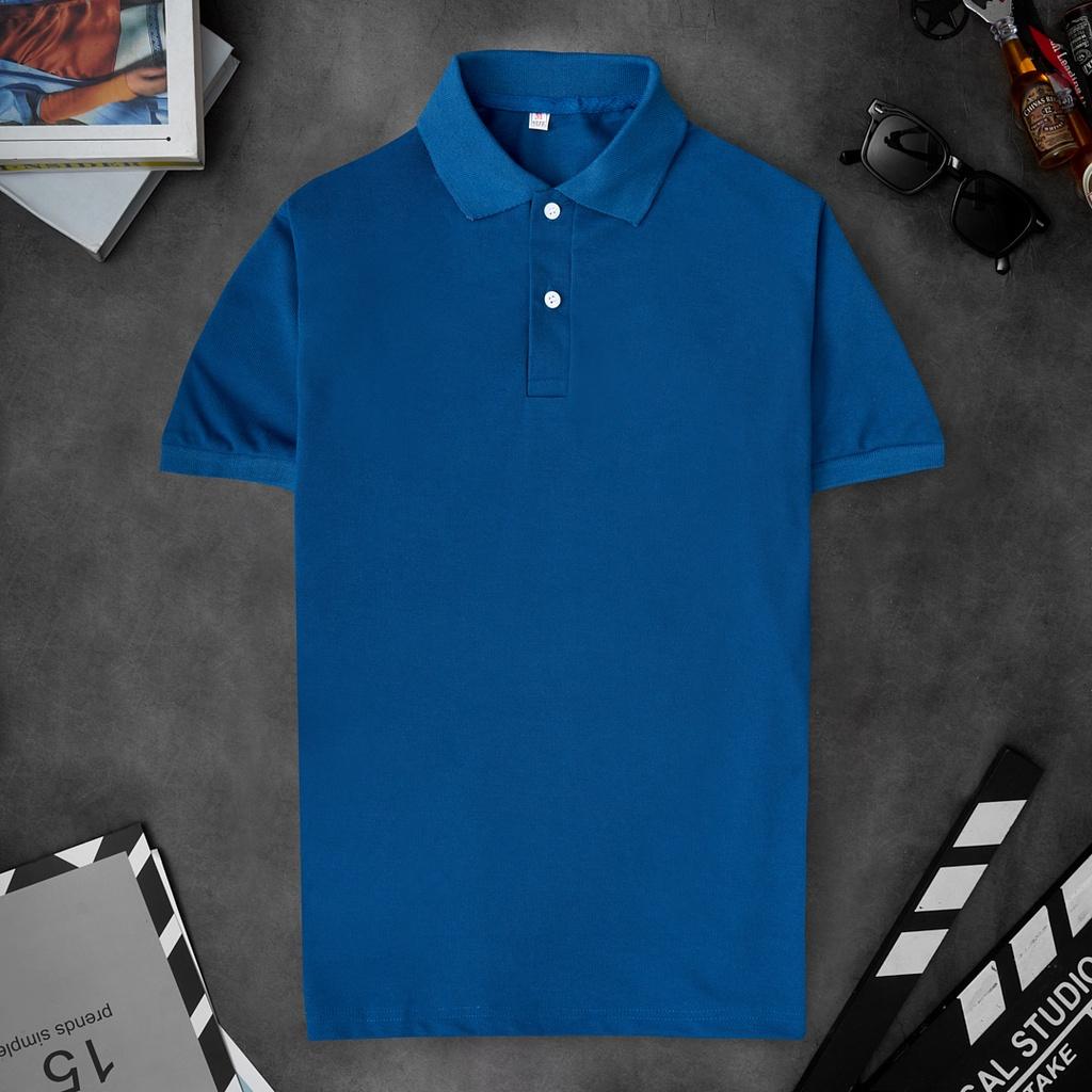 Áo thun Polo Nam cổ bẻ DONA14 thun basic cá sấu cộc tay vải cá sấu cotton đẹp phong cách trẻ trung chuẩn form màu xanh