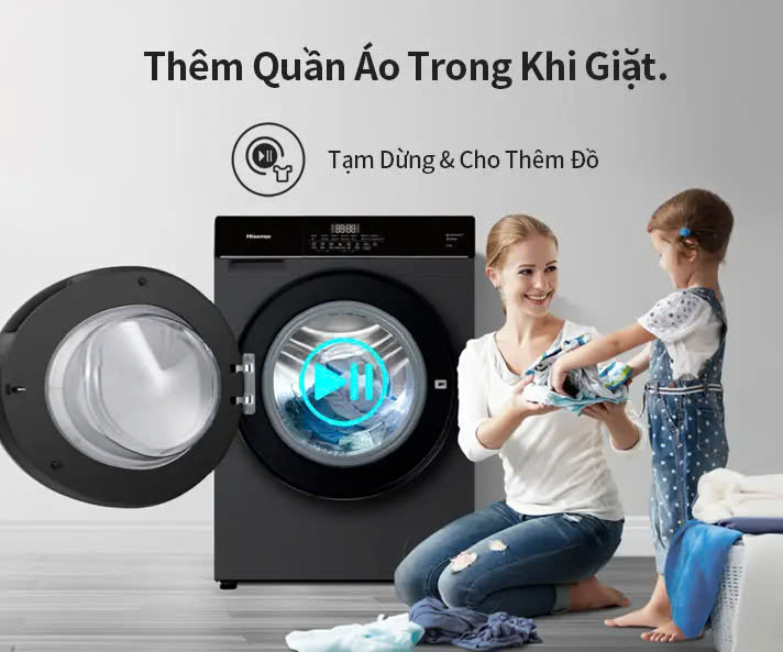 Máy giặt Hisense Inverter Pro 10.5kg WF105M3 giặt thông minh AI, điều khiển từ xa, bảo hành 3 năm - HÀNG CHÍNH HÃNG