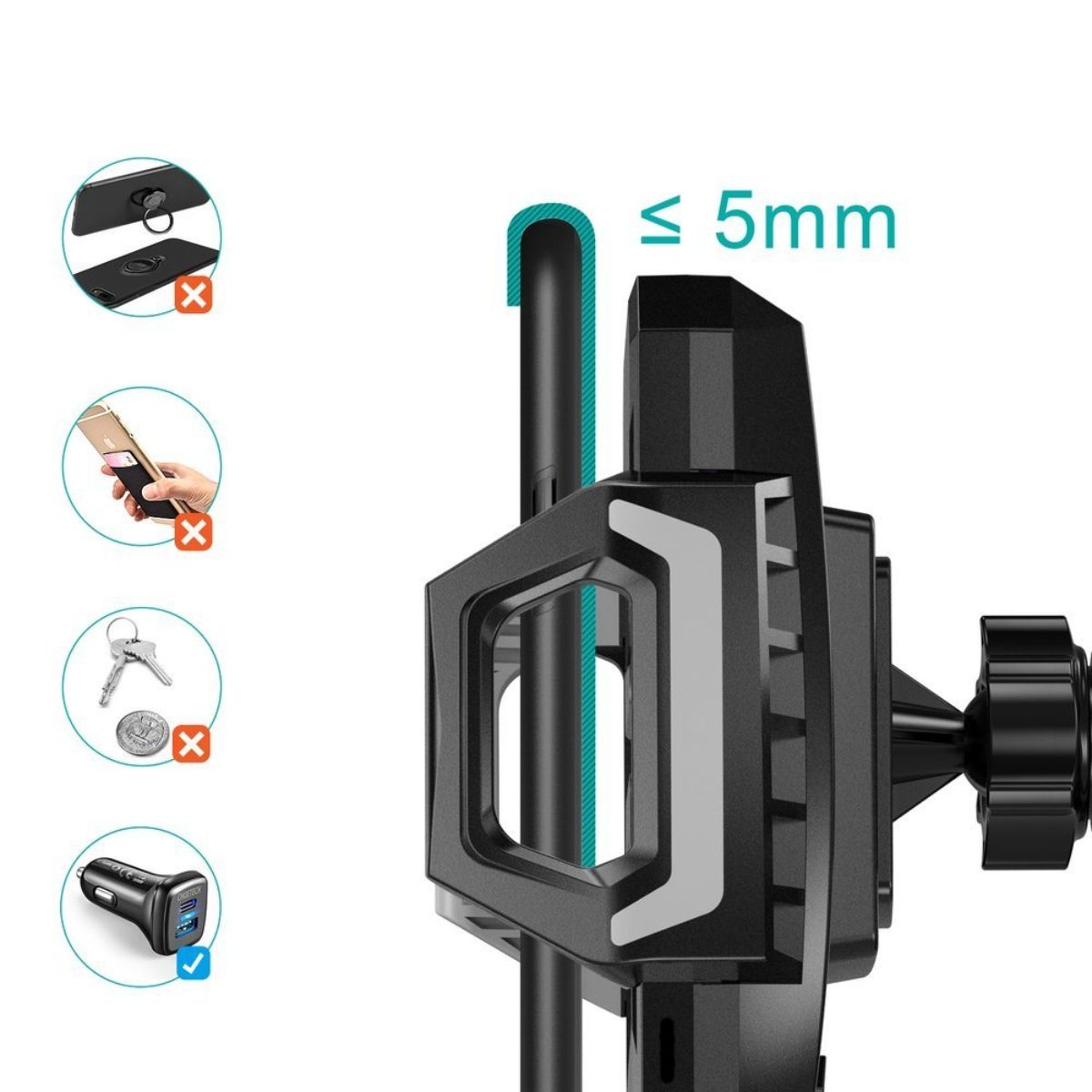 Giá đỡ điện thoại kiêm sạc không dây trên ô tô 10W Choetech T521-S