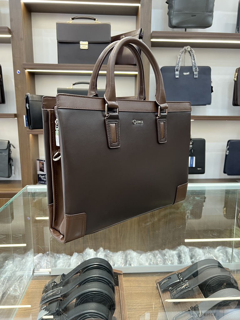 Túi Xách Da Nam Công Sở Chính Hãng GENCE GCE29 Da Bò Cao Cấp Màu Nâu