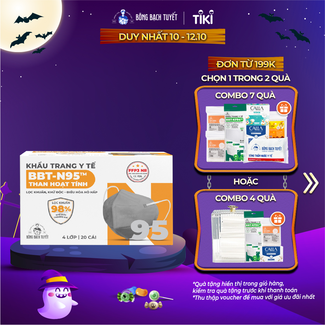 Khẩu Trang Bông Bạch Tuyết N95 4 lớp than hoạt tính