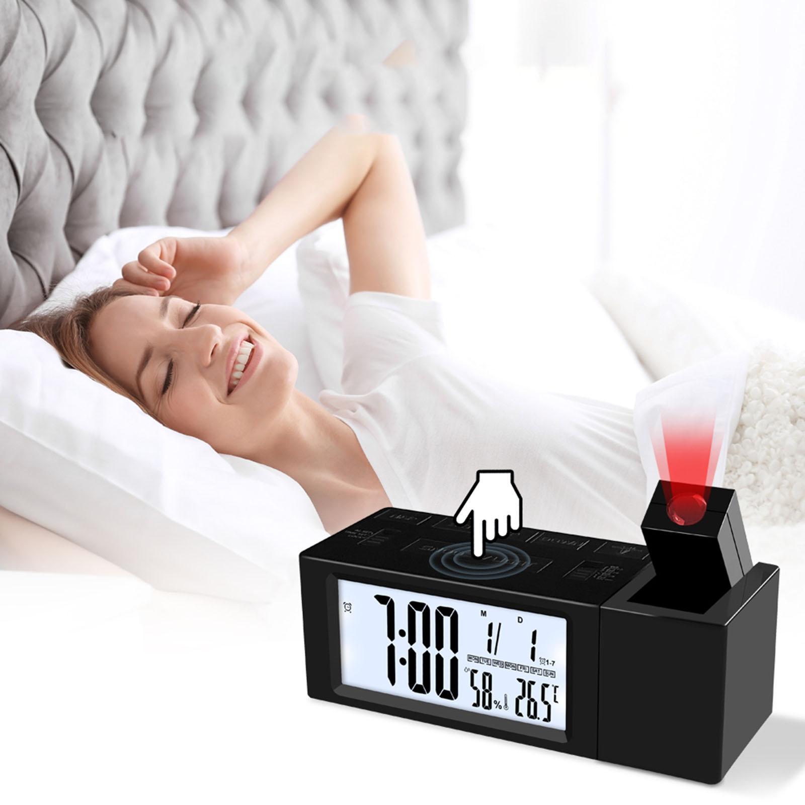 Digital Alarm Clock for Bedroom, Projection Alarm Clock, Snooze, Dimmer Large LED Display Clock for Kids Teens Adults
