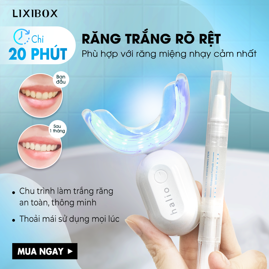 Combo Máy Làm Trắng Và Miếng Dán Trắng Răng Halio