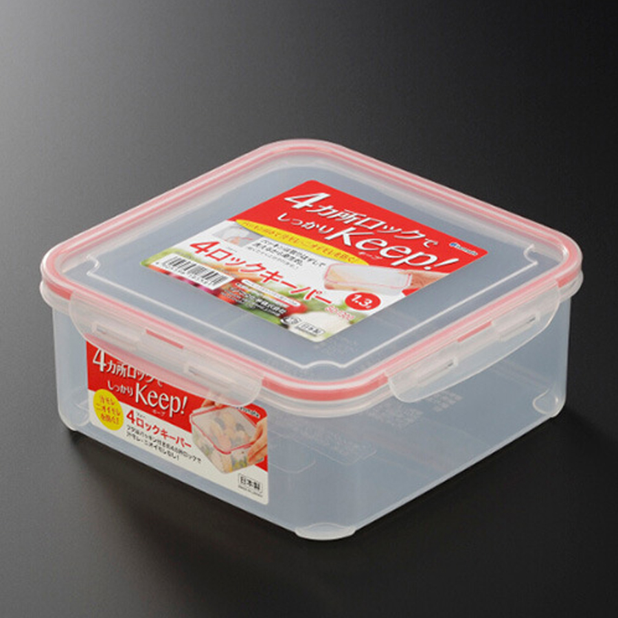 Bộ 2 hộp vuông đựng đồ ăn nắp pha silicone chống bay mùi - Hàng nội địa Nhật