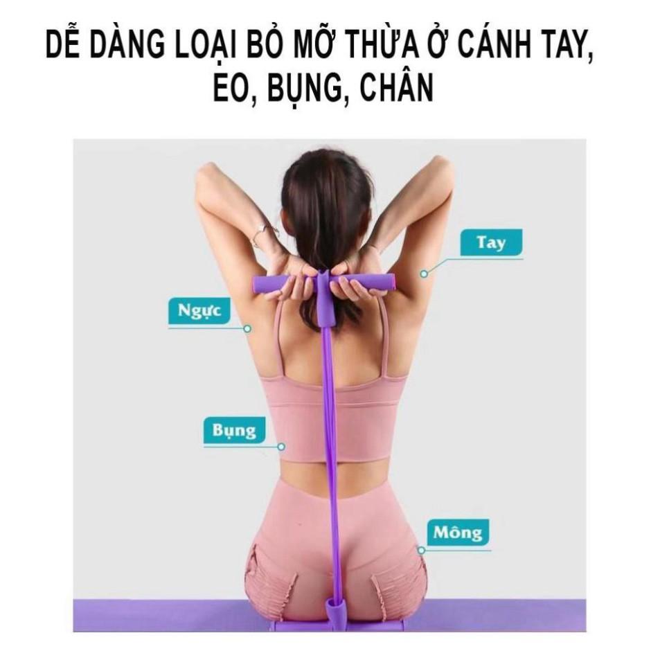 Dây kéo tập cơ bụng lưng tummy 4 ống đàn hồi hỗ trợ gym gập tại nhà dáng chuẩn vòng eo thon