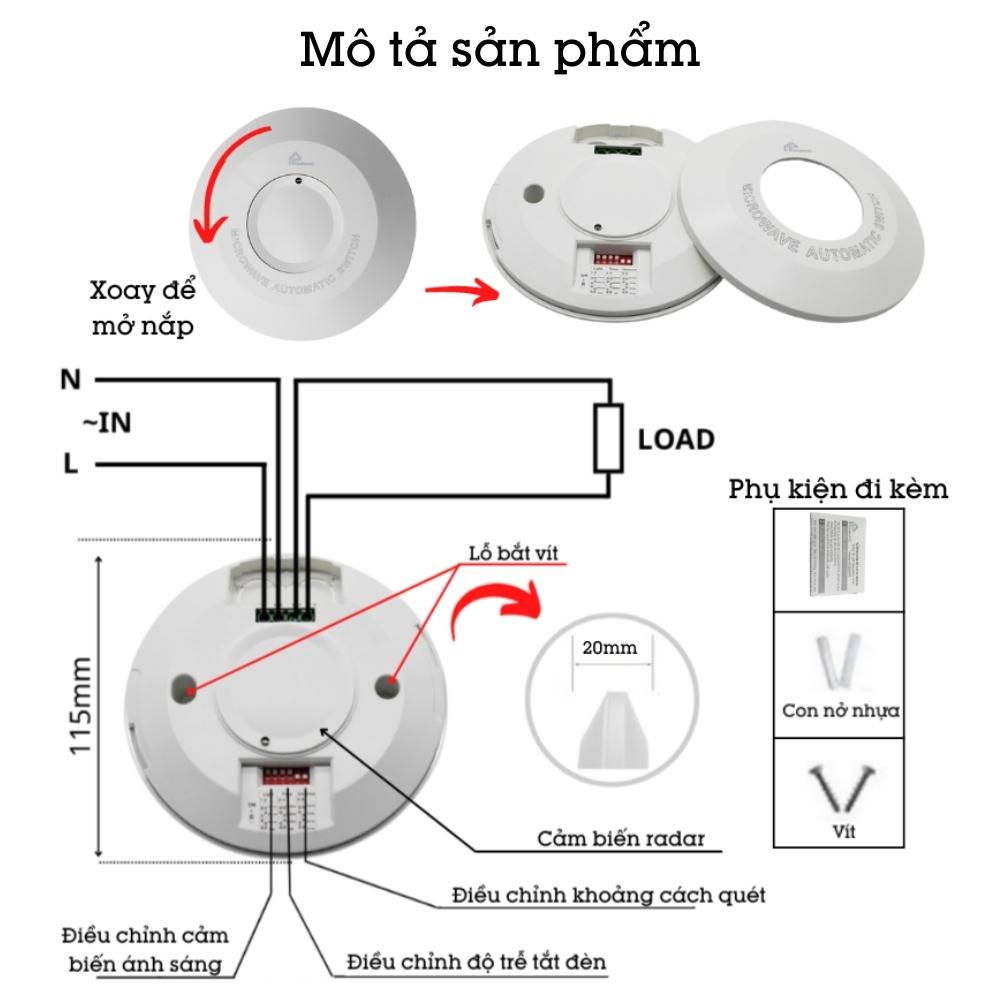 Công Tắc Cảm Biến Radar Lắp Trần Nổi Siêu Mỏng Siêu Nhạy Thẩm Mỹ Homematic MS500