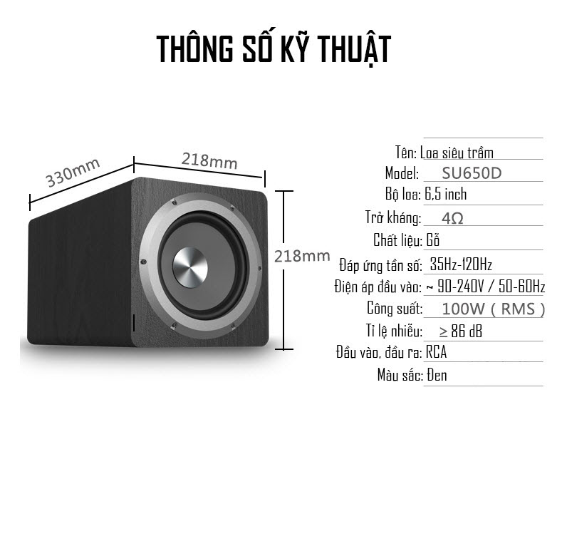 Loa Trầm Điện Subwoofer Công Suất Lớn 100W SU650D AnZ