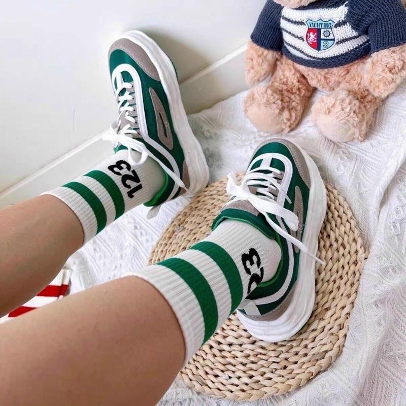 Sét 10 đôi tất gân cổ cao in số 123 hot hit năm 2023