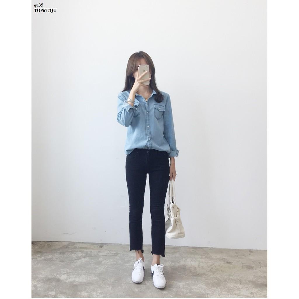 TOP588 ÁO SƠ MI DENIM NỮ DÀI TAY