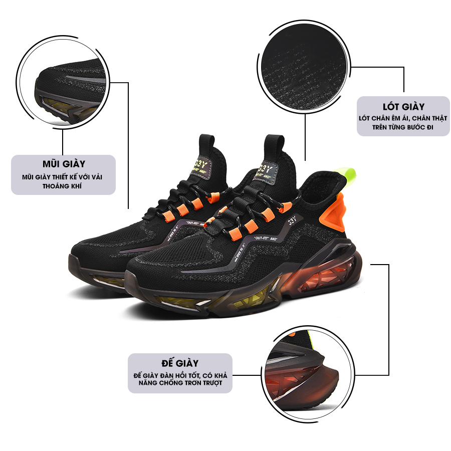 Giày Thể Thao Nam AZARA- Sneaker Màu Kaki - Trắng - Đen, Dáng Thể Thao Dễ Phối Đồ, Phù Hợp Mọi Lứa Tuổi - G5235