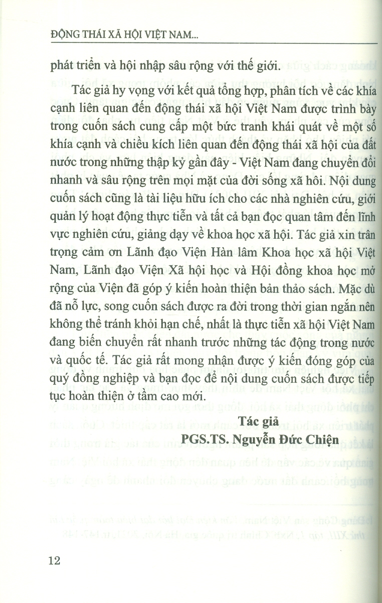 Động Thái Xã Hội Việt Nam Và Hướng Quản Lý Phát Triển Xã Hội Trong Bối Cảnh Mới (Sách Chuyên Khảo)