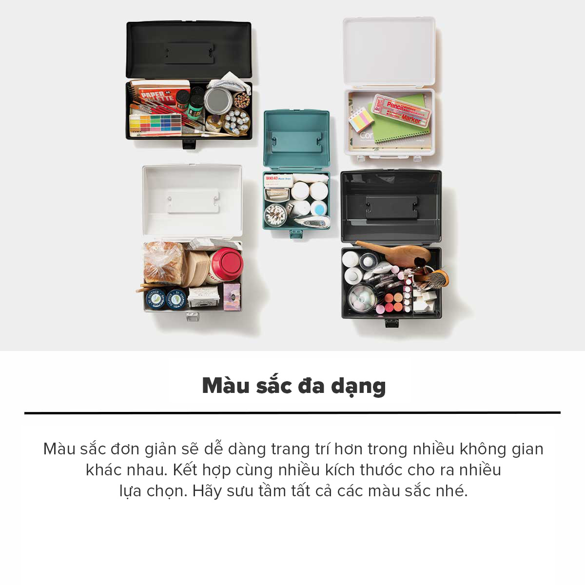 TENMA Hộp Nhựa Lưu Trữ Hacotto JAPAN QUALITY Nhiều Màu, Nhiều Kích Cỡ, Có Tay Cầm Và Khóa Cài