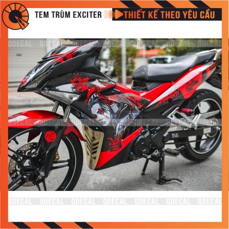 Tem trùm dành cho Exciter 150 Samurai đỏ đen decal 3 lớp