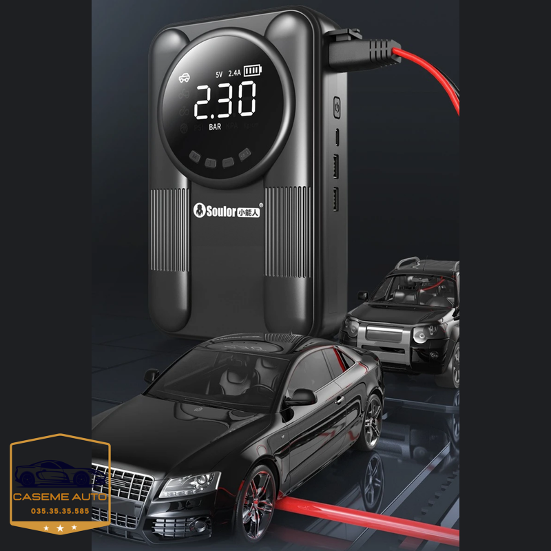 Bơm Lốp Kiêm Kích Bình Ô Tô, Xe Máy SOULOR CYD14 129000mAh Đa Năng – Sạc Dự Phòng, Đèn Pin, Bơm Siêu Tốc - Hàng chính hãng