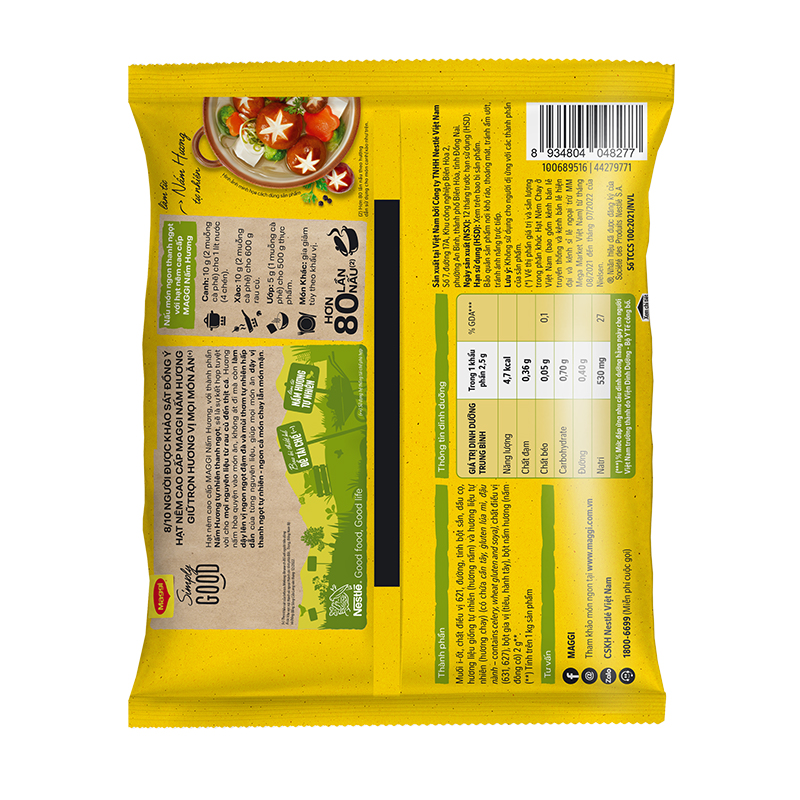 [Tặng Nước mắm táo] Hạt nêm cao cấp MAGGI Nấm Hương gói 800g