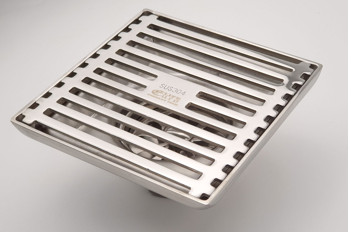 Phễu thu sàn - thoát sàn chống hôi Inox SUS 304, 10cm x 10cm Eurolife EL-HG04 ( Trắng bạc)