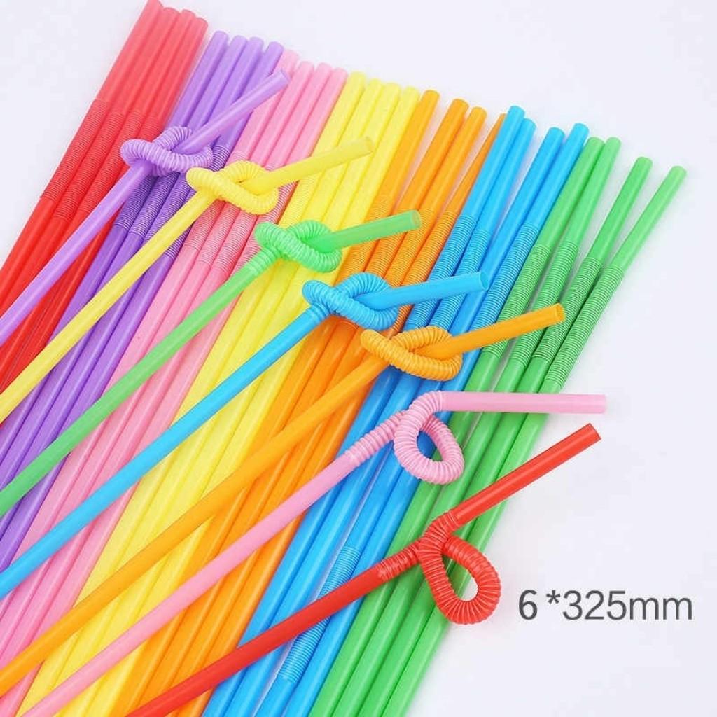 Túi/ gói 60 ống hút nhiều màu xoắn nghệ thuật