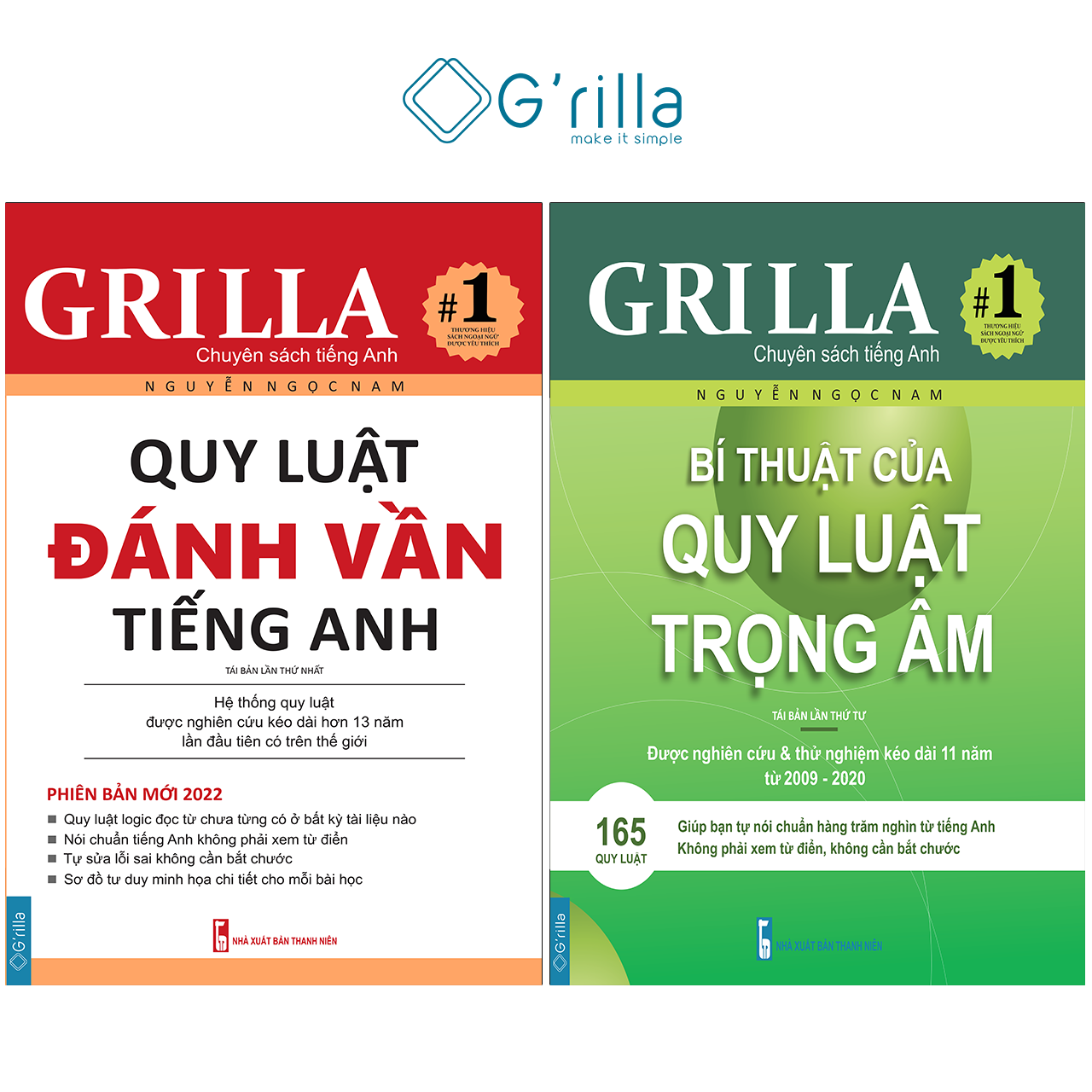 Sách combo bí thuật của quy luật trọng âm và quy luật đánh vần tiếng Anh, tặng app Grilla