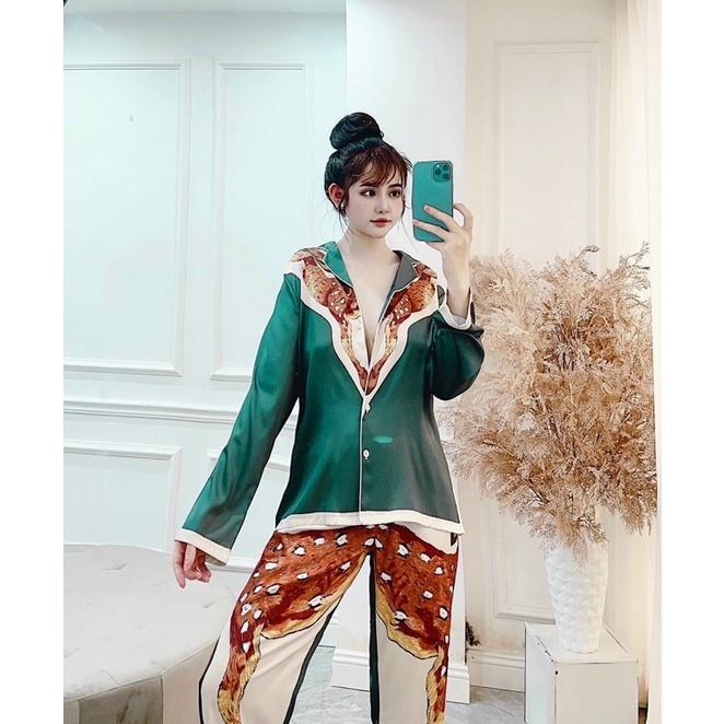 BỘ PIJAMA LỤA DÀI CAO CẤP CÁO XANH