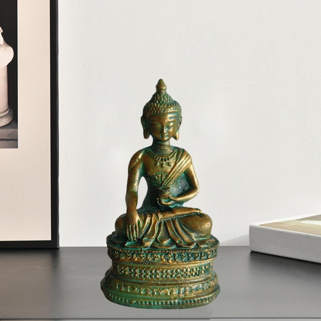 2X SANDSTONE BALCONY HOME GARDEN SMALL ZEN BUDDHA STATUE ORNAMENT DECORATIONS